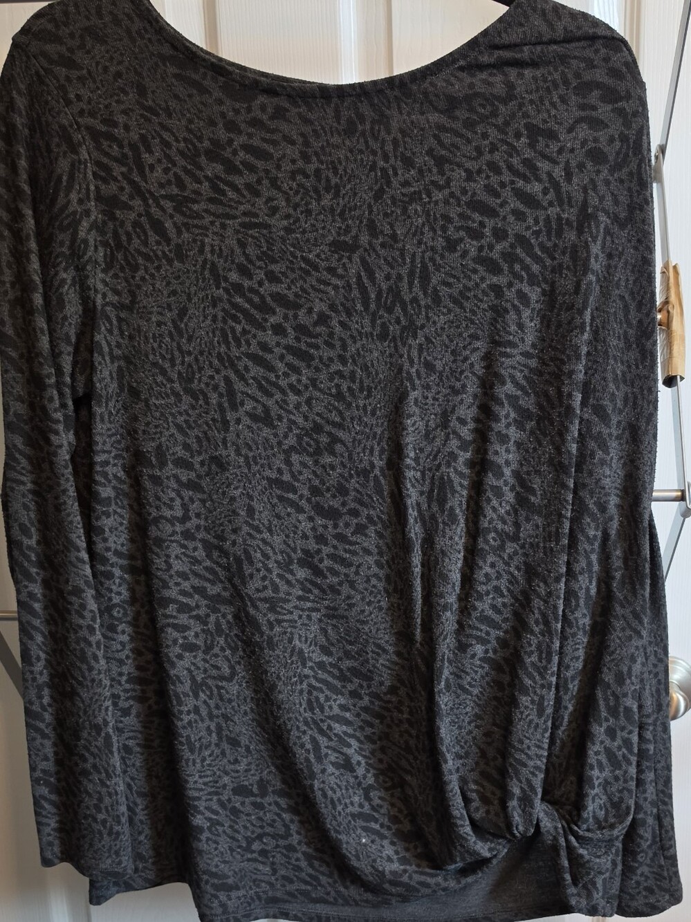Women's Black Charcoal Animal-Print Scoop Neck Sweater
